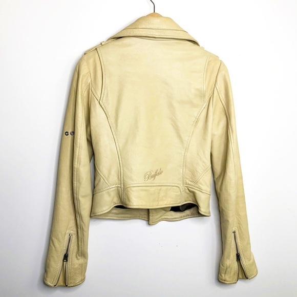 BUFFALO David Bitton tan leather Moto jacket - Picture 2 of 15